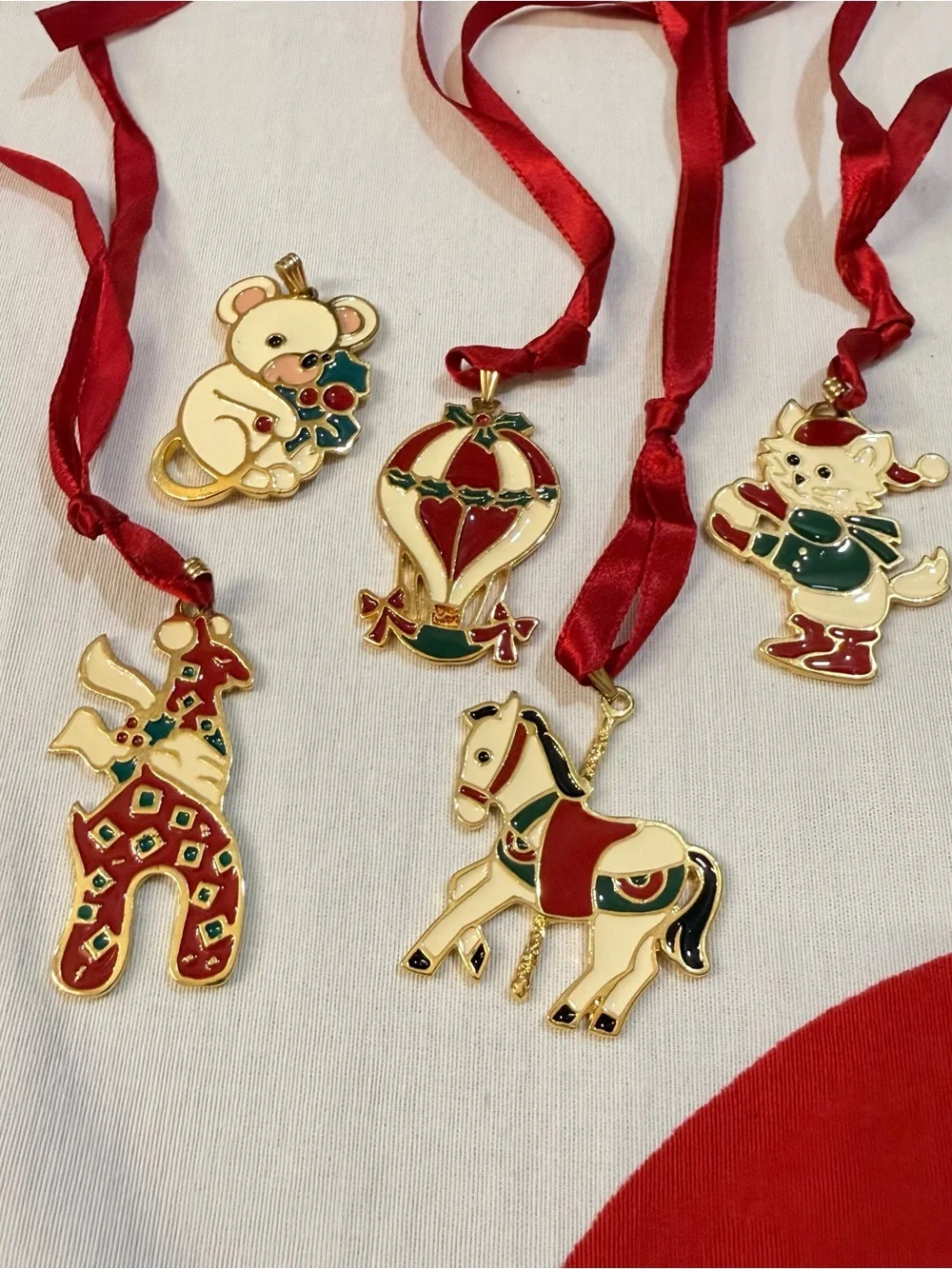 Wallace Christmas Cookie Ornament Candy Cane Pendant Lot of 6 Vintage